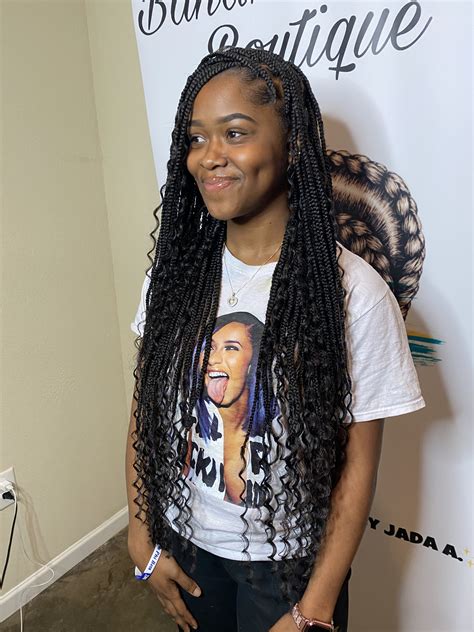 box braids with curly hair at the end|braiding hair with curly ends.